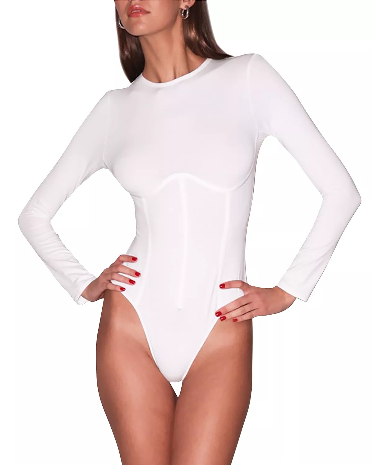 Long Sleeve Corset Bodysuit - 5