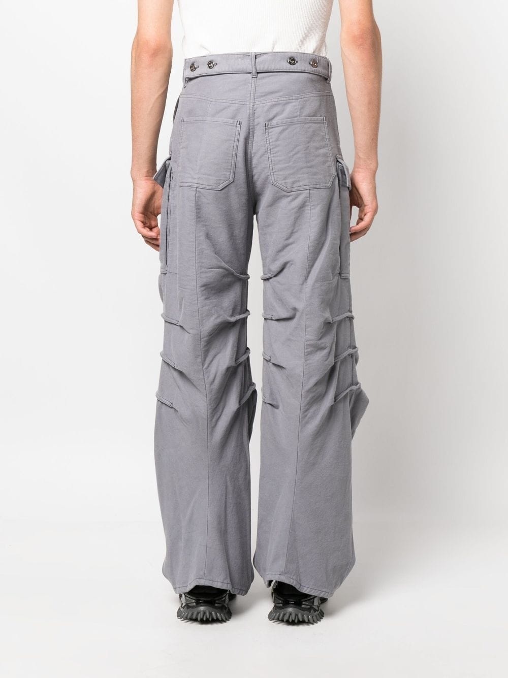 belted-waist cotton cargo pants - 4