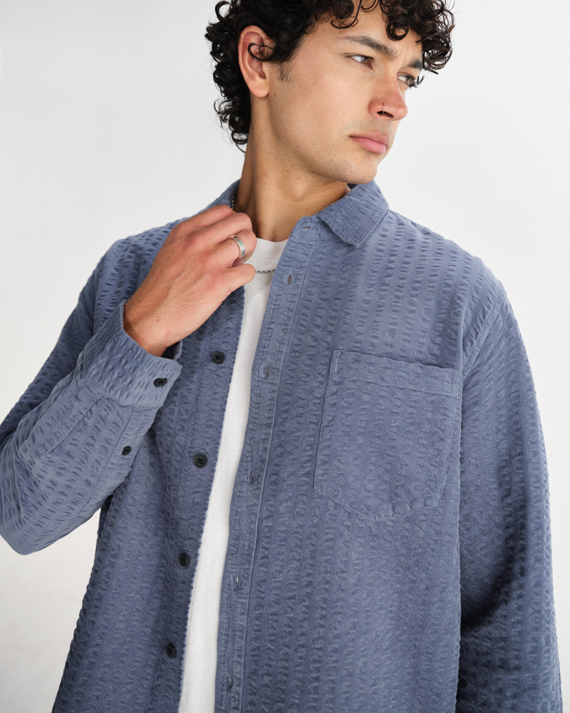 Shelly - Blue Seersucker Corduroy Shirt 3