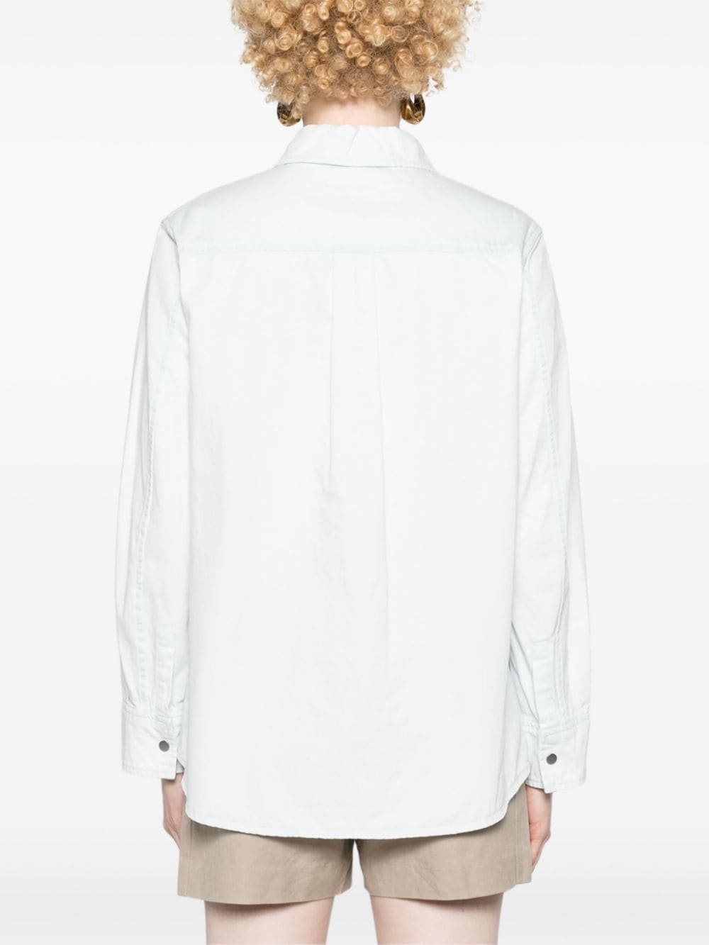 classic-collar denim shirt - 4