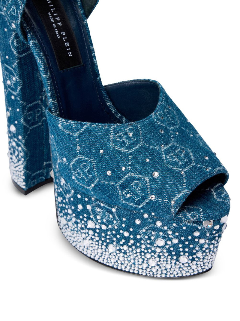 monogram rhinestone platform sandals 4