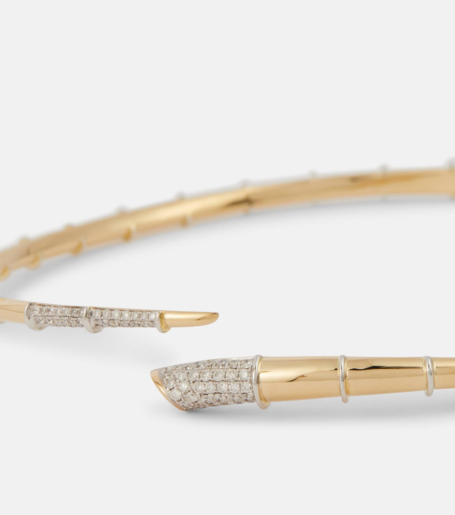 Horn 14kt gold necklace with diamonds - 6
