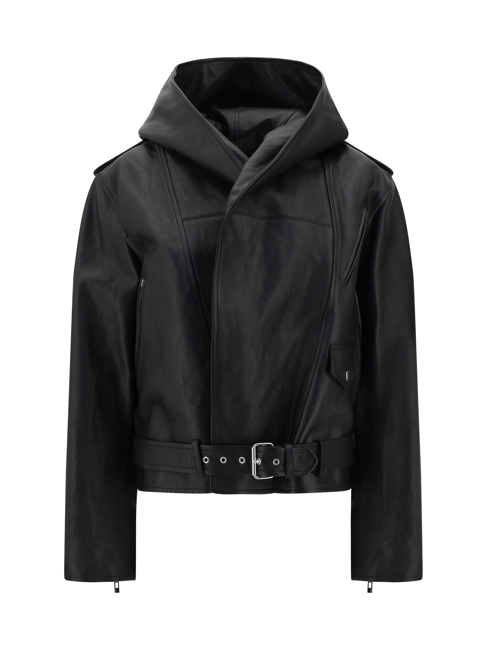 ALAIA LEATHER HOODED JACKET レザー ジャケット AA9V0428L008A ALAÏA BLACK LEATHER HOODED BIKER JACKET |ALAÏA US