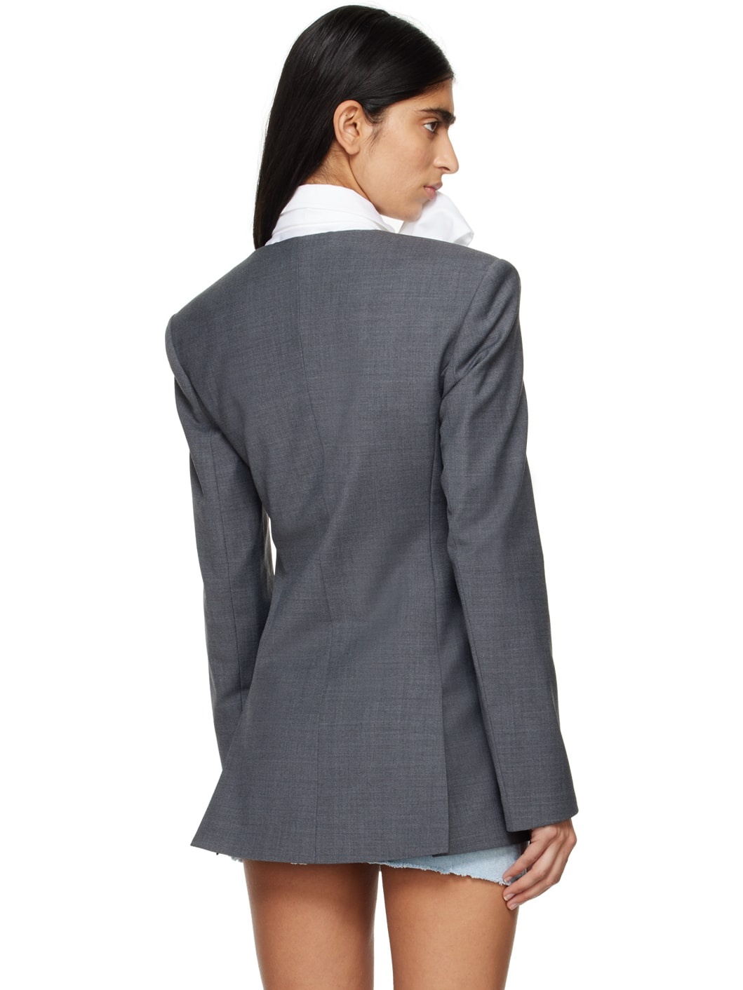 Gray Button Blazer - 3
