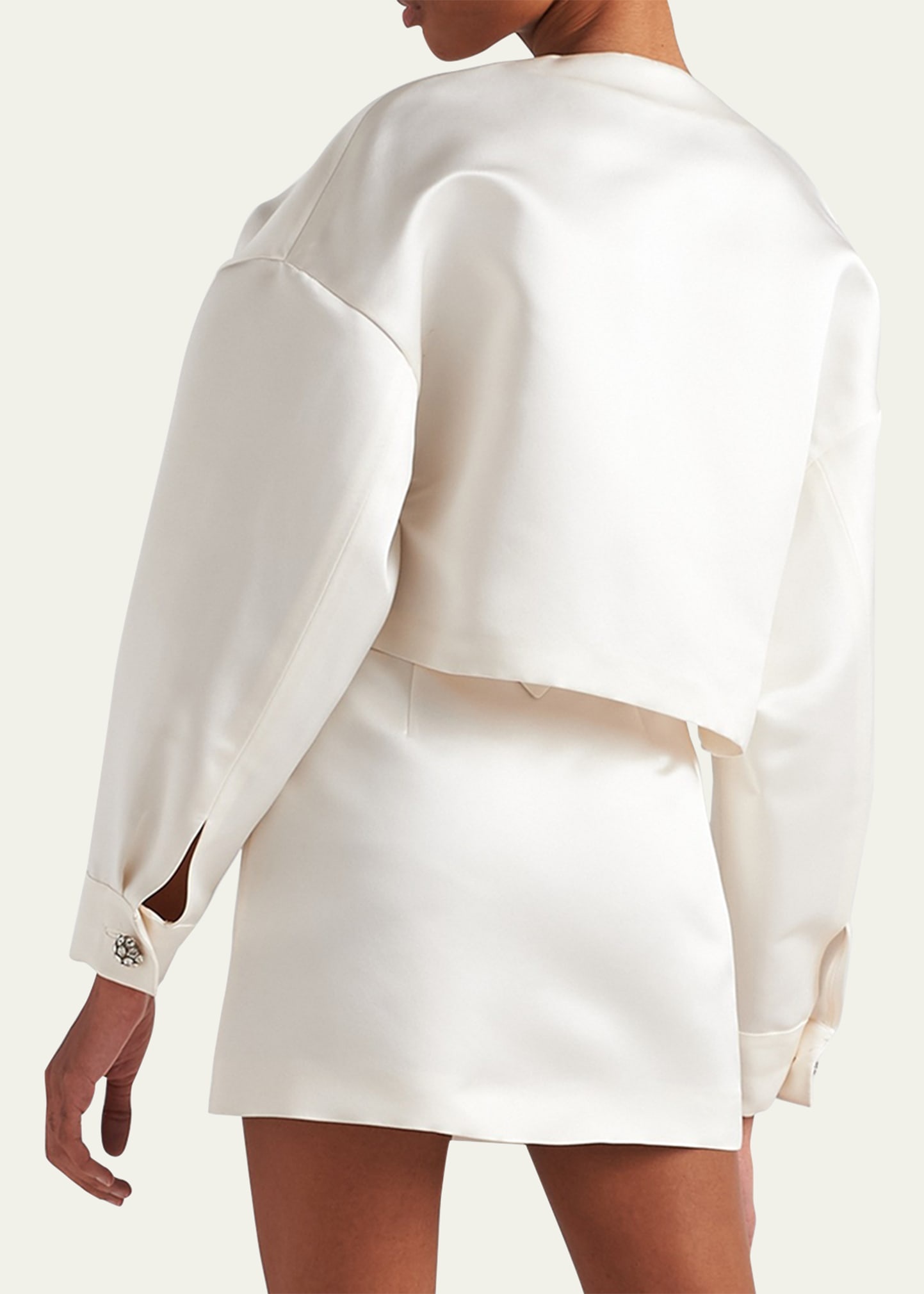 Double Satin Cropped Jacket - 3