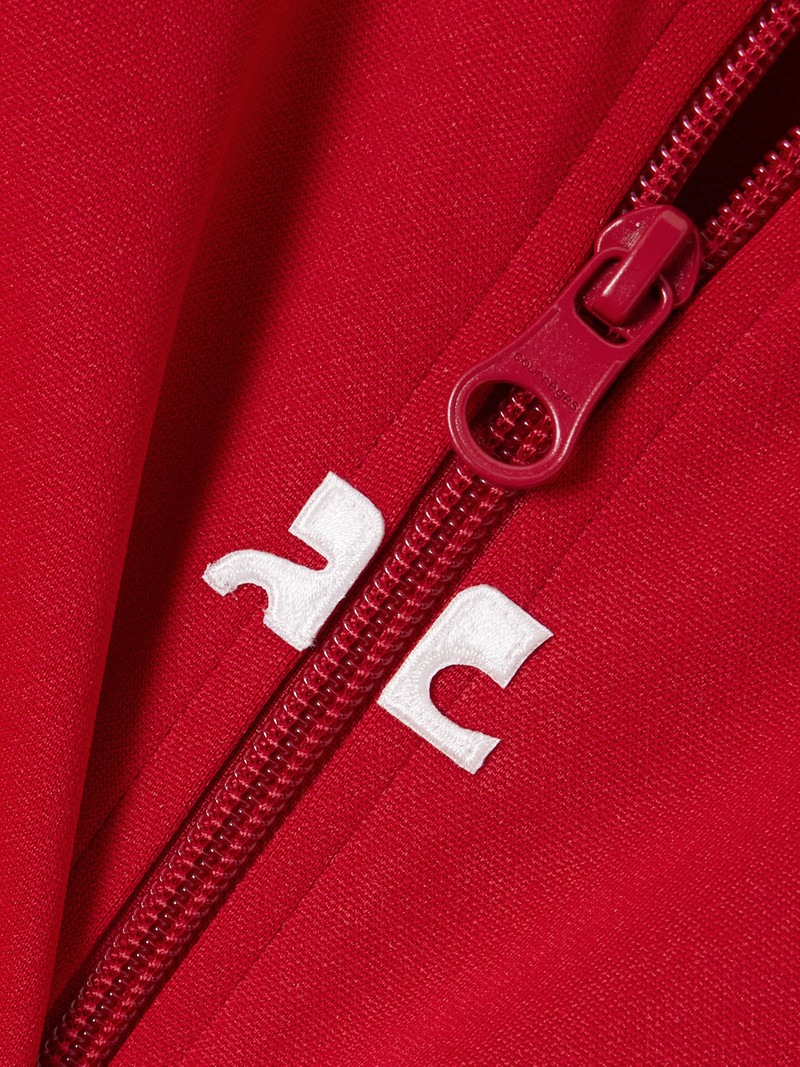 Embroidered Jersey Zip-up T-shirt 5