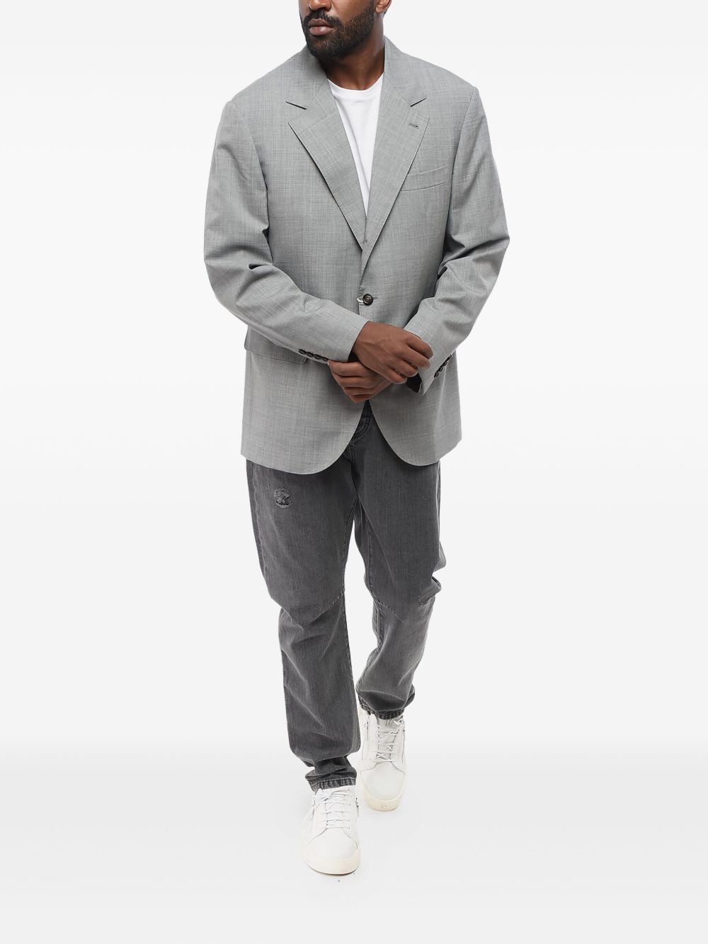 button-fastening single-breasted blazer - 2