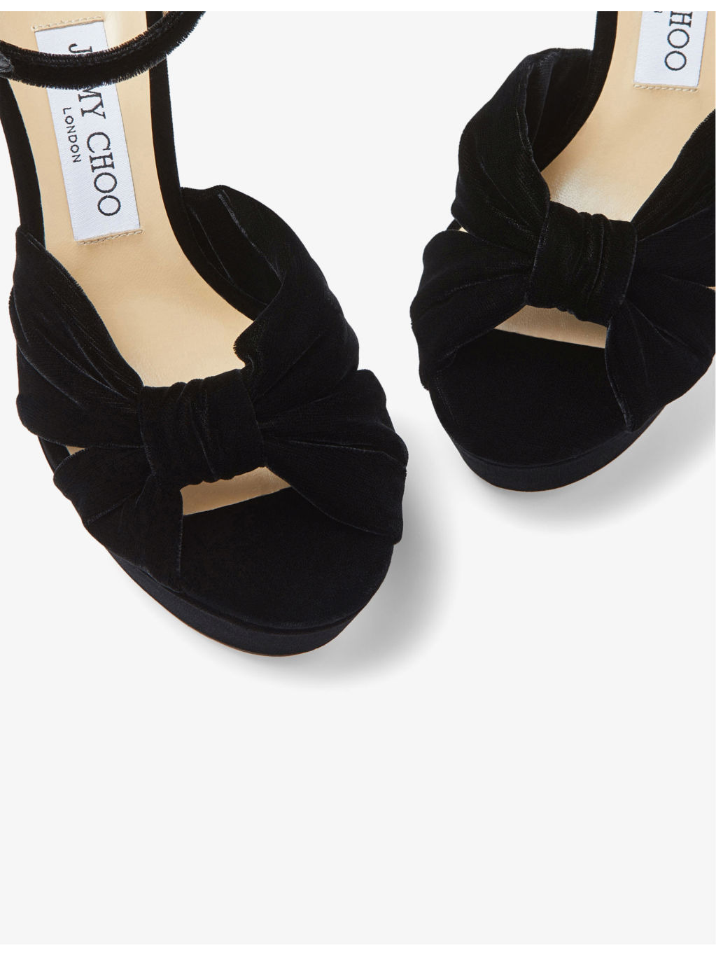 Heloise 120 bow-embellished velvet platform-heeled sandals - 6