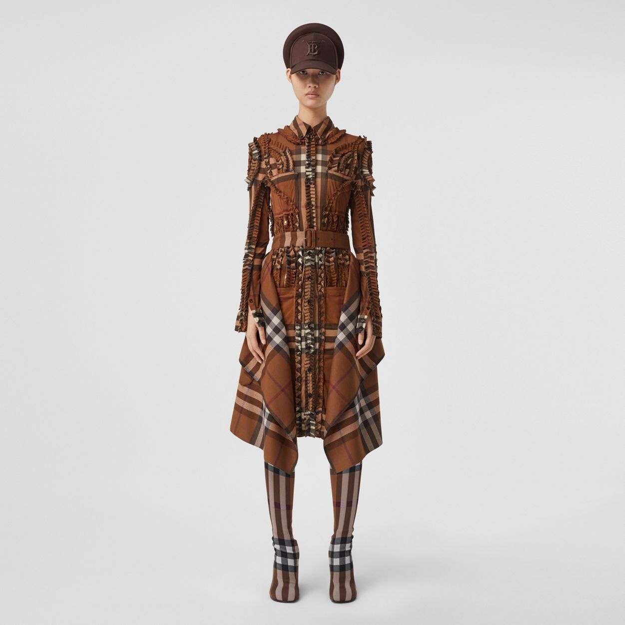 Pleated Check Stretch Jersey Shirt Dress - 2