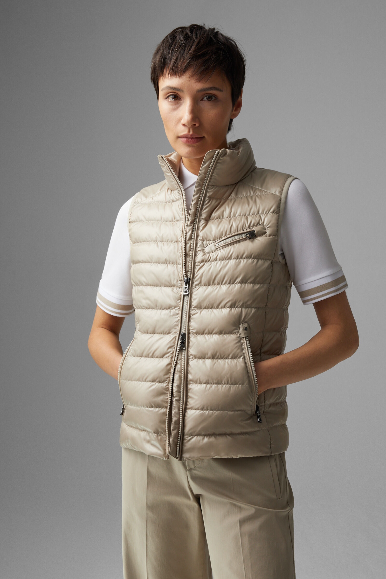 Florisa lightweight down vest in Beige - 2