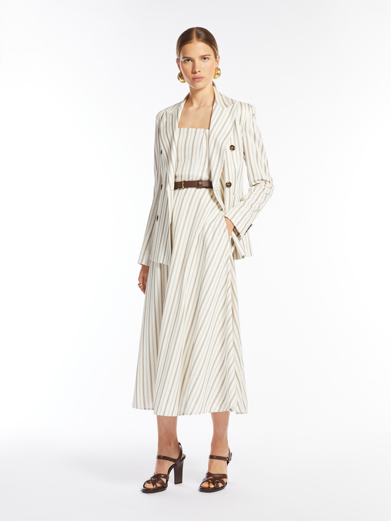 Max Mara FERVIDA Striped cotton and linen bustier dress outlook