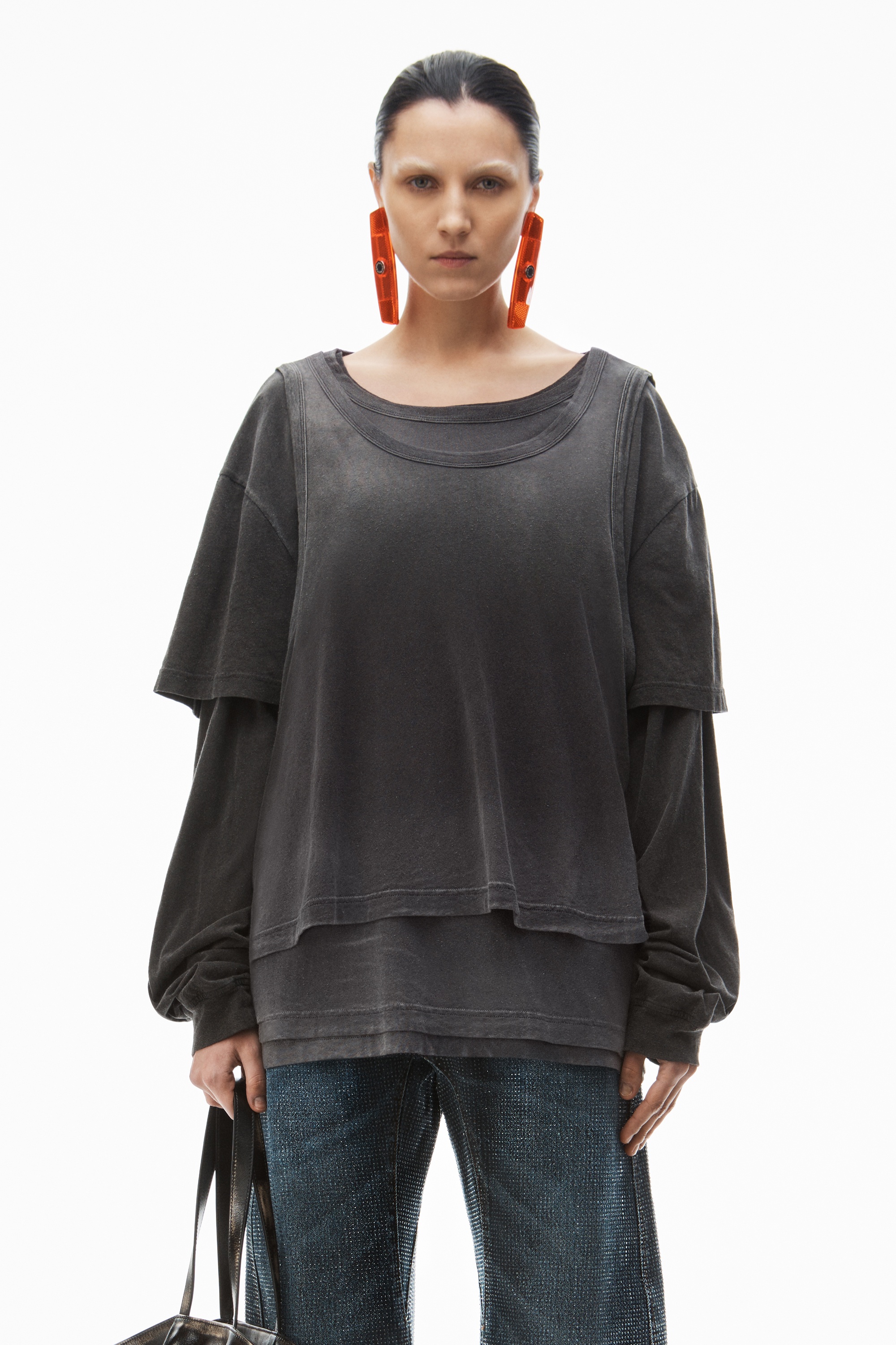 oversize triple-layer tee in cotton - 2