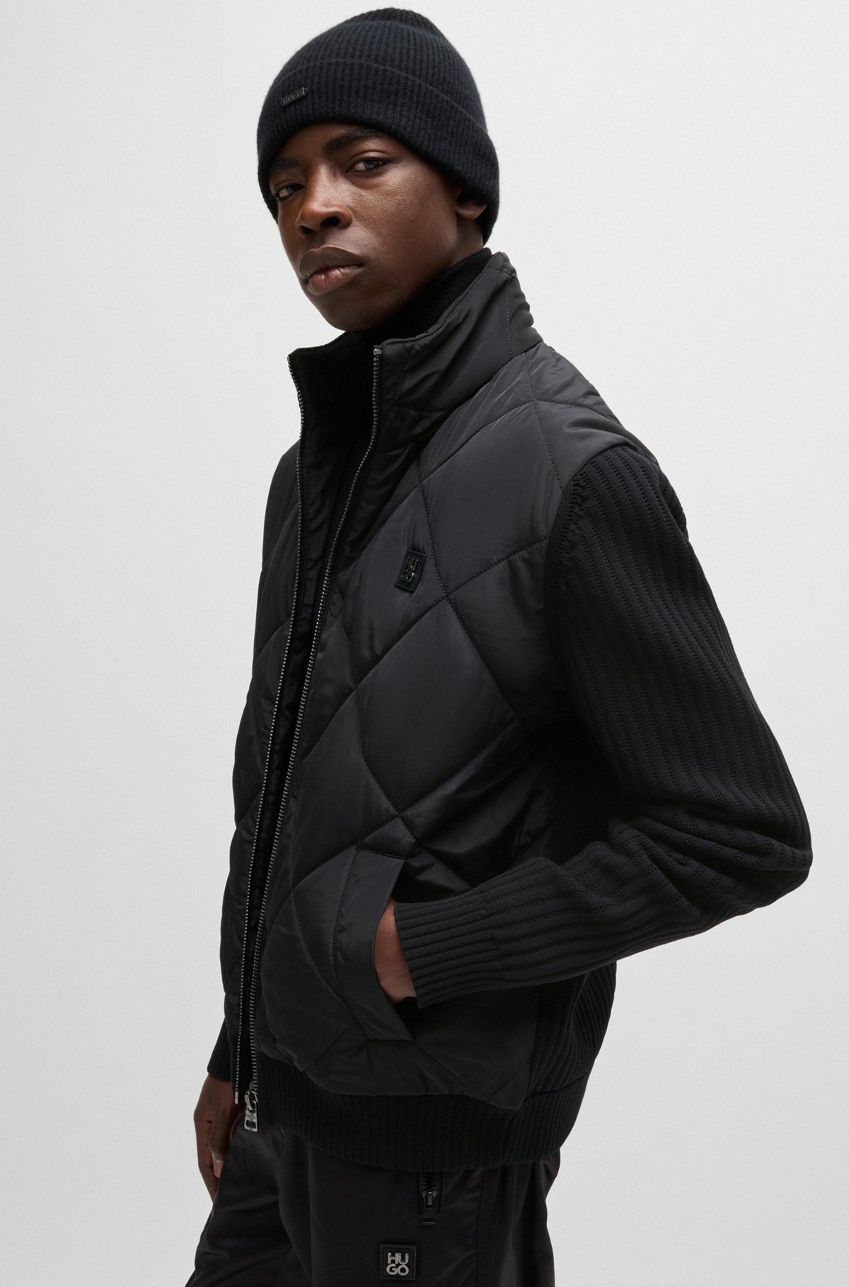 MIXED-MATERIAL JACKET WITH QUILTED FRONT PANEL - 6