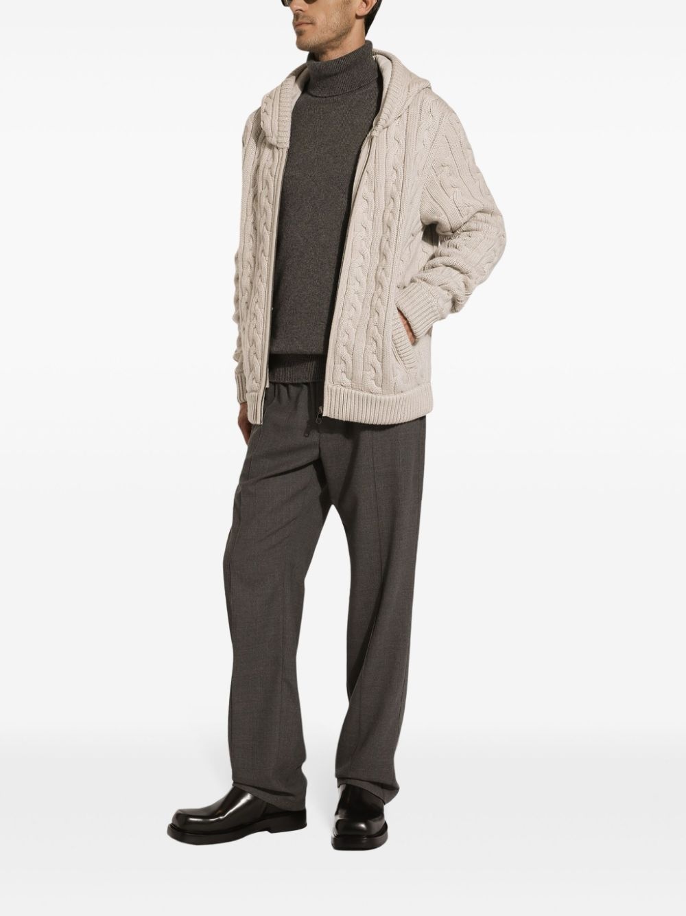 cable-knit hoodie - 3