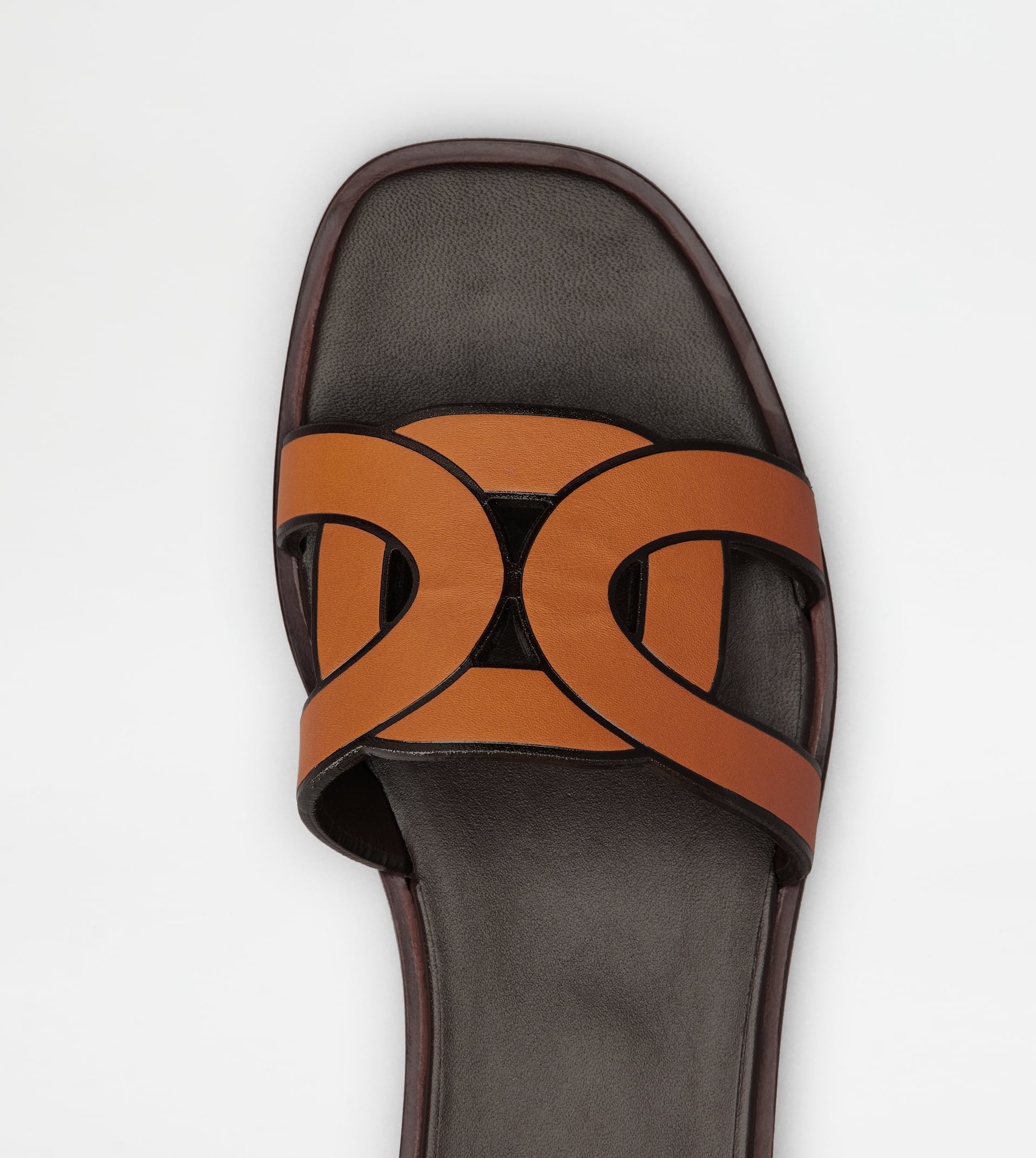 SANDALS IN LEATHER - ORANGE - 4