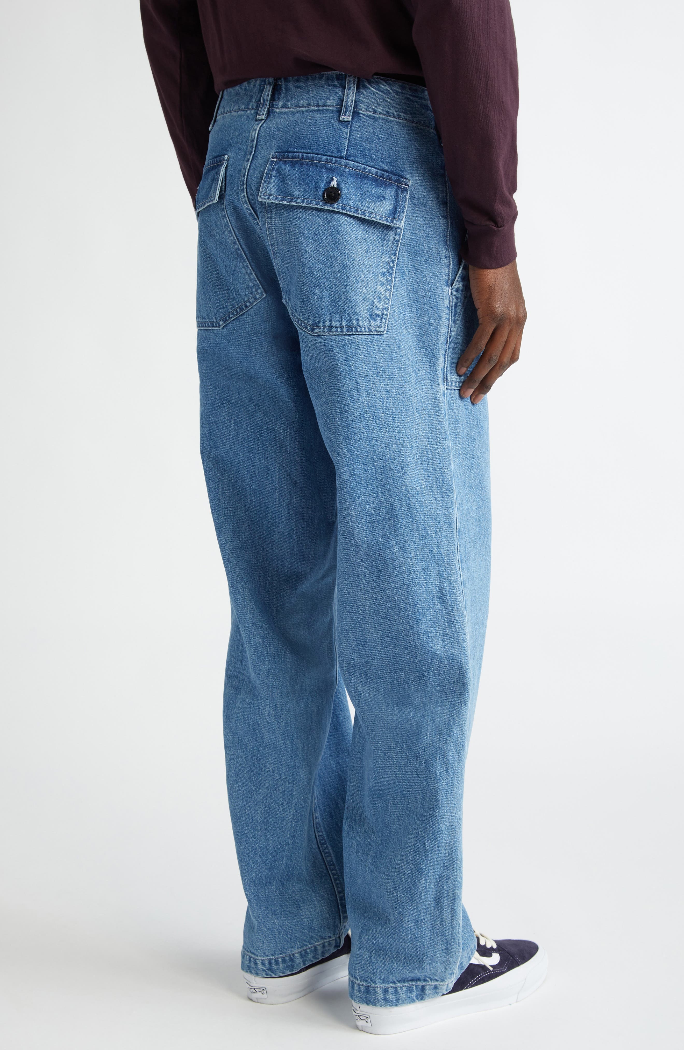 Noah Pleated Denim Fatigue Pants in Indigo at Nordstrom - 3