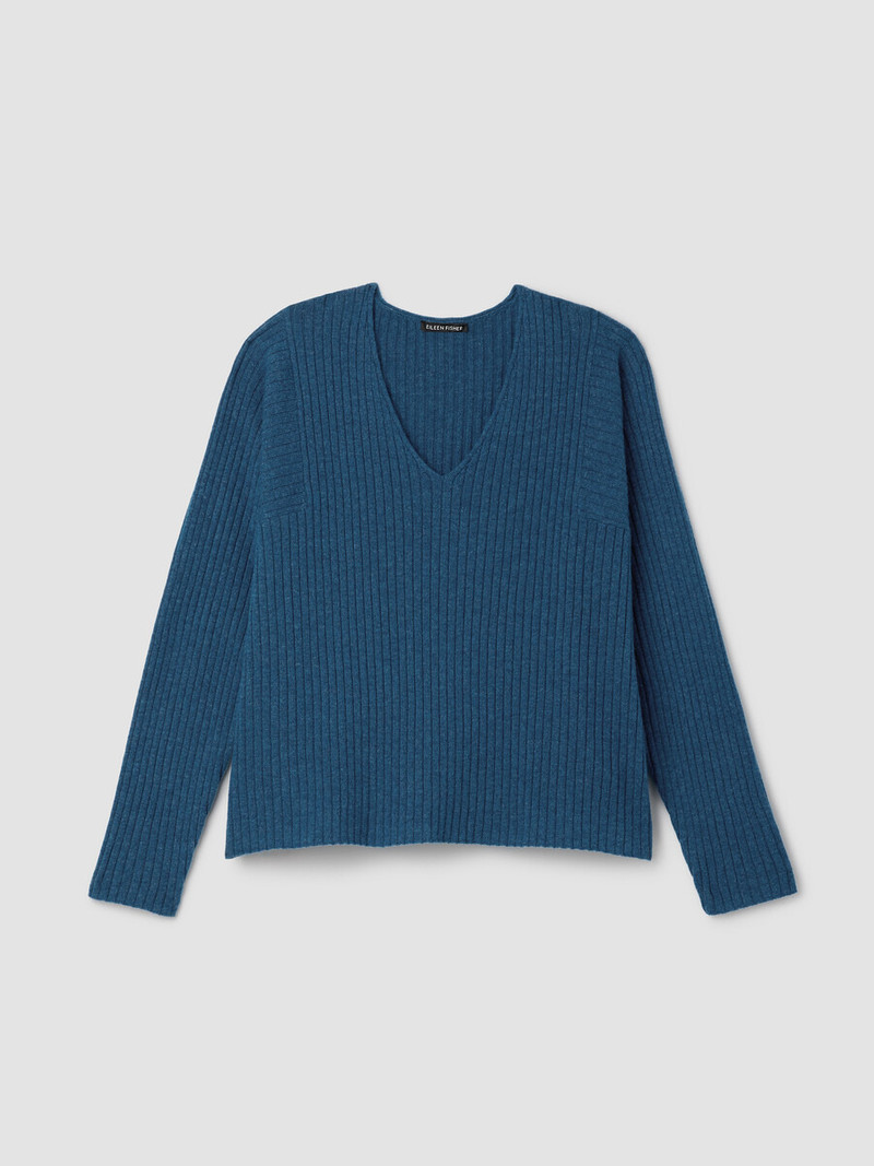 Italian Cashmere Ribbed V-Neck Top 1