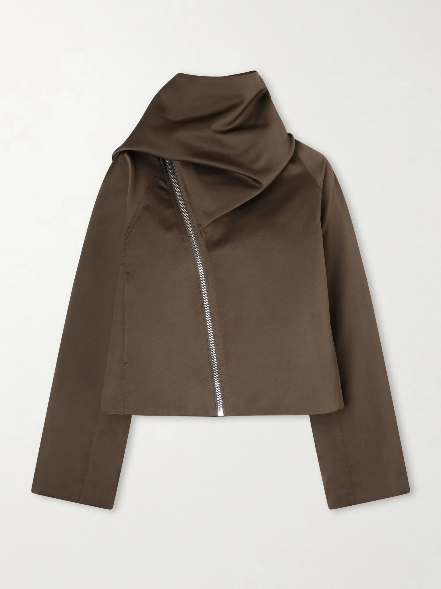 Cropped Scarf Flight satin-shell jacket Gray - 1