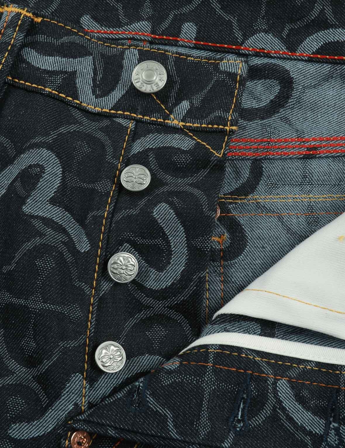 ALLOVER SEAGULL AND KAMON JACQUARD REGULAR FIT DENIM SHORTS - 8