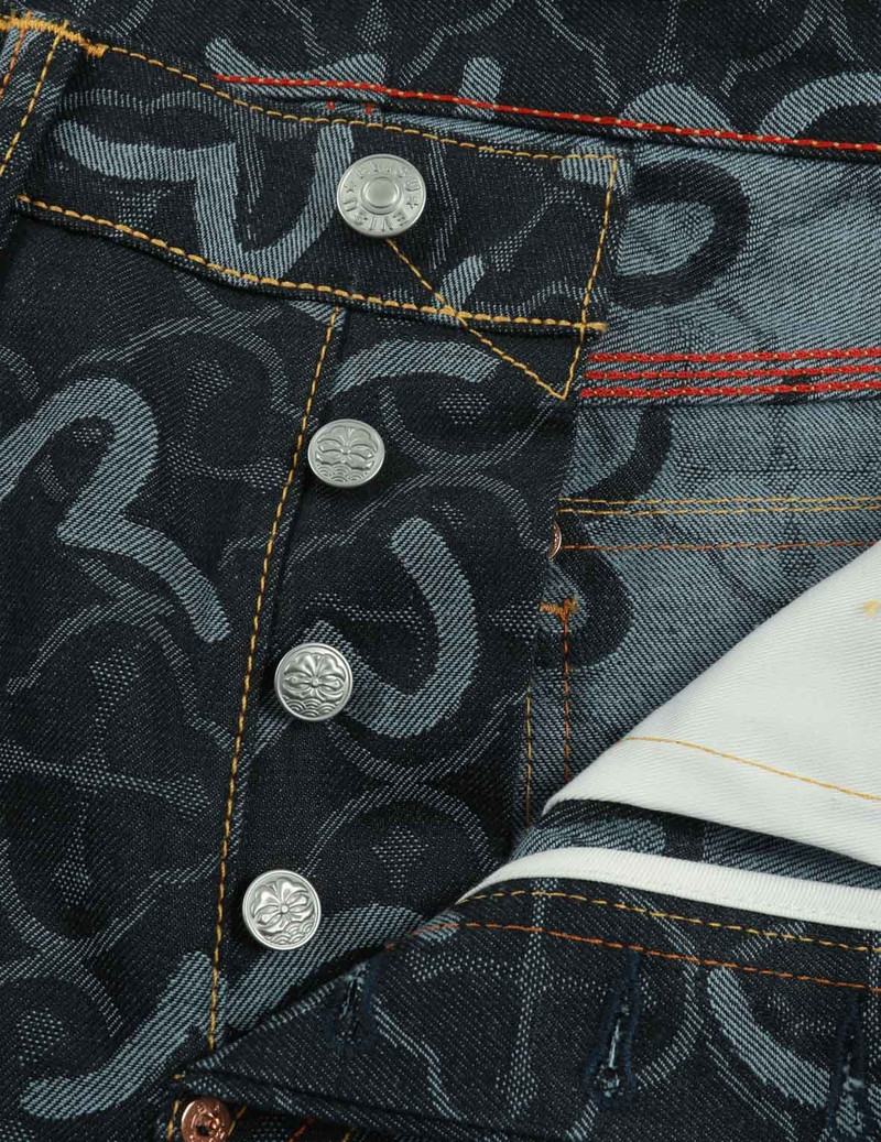 ALLOVER SEAGULL AND KAMON JACQUARD REGULAR FIT DENIM SHORTS 8