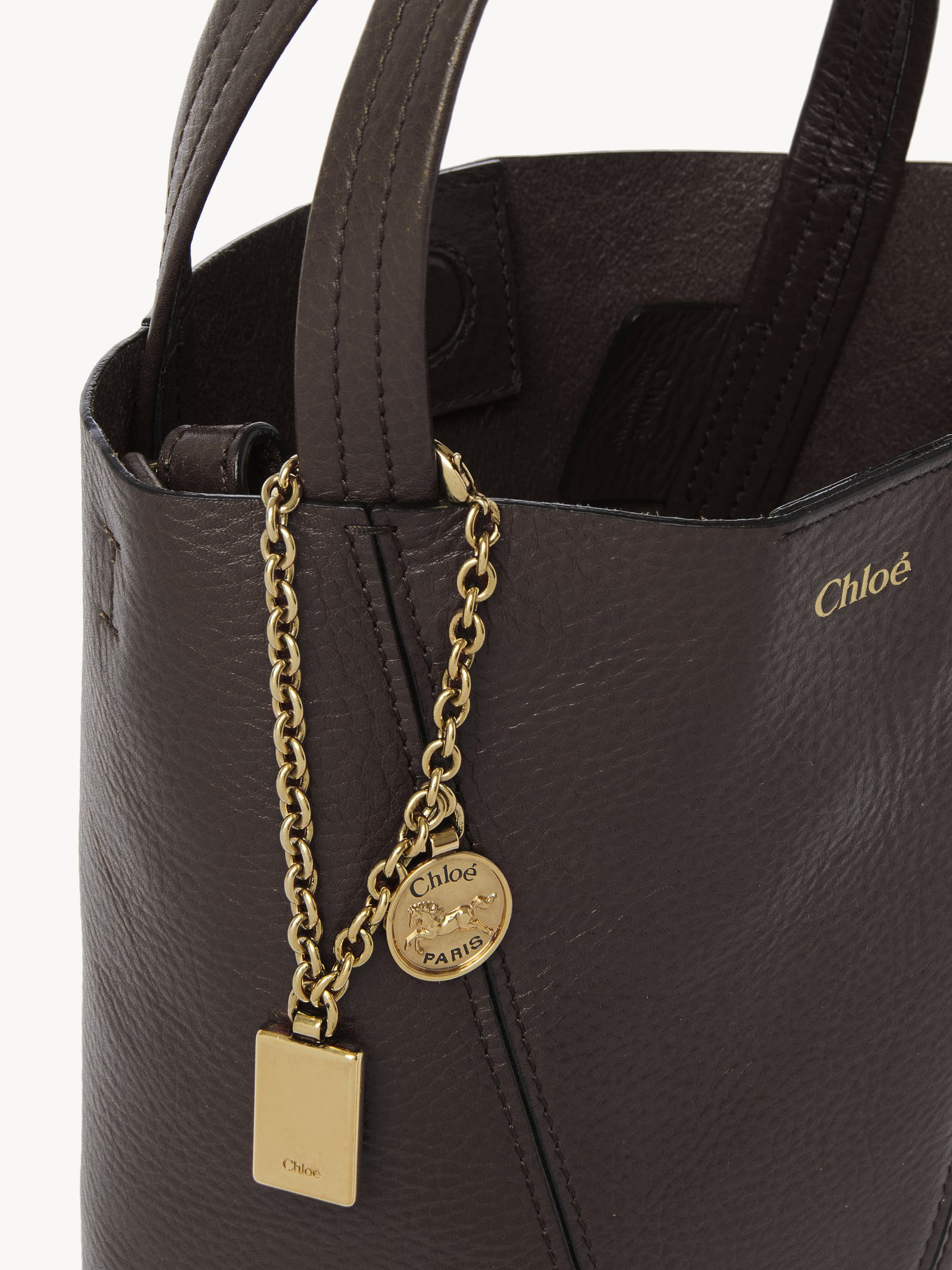 SMALL CHLOÉ SPIN TOTE BAG IN GRAINED LEATHER - 7