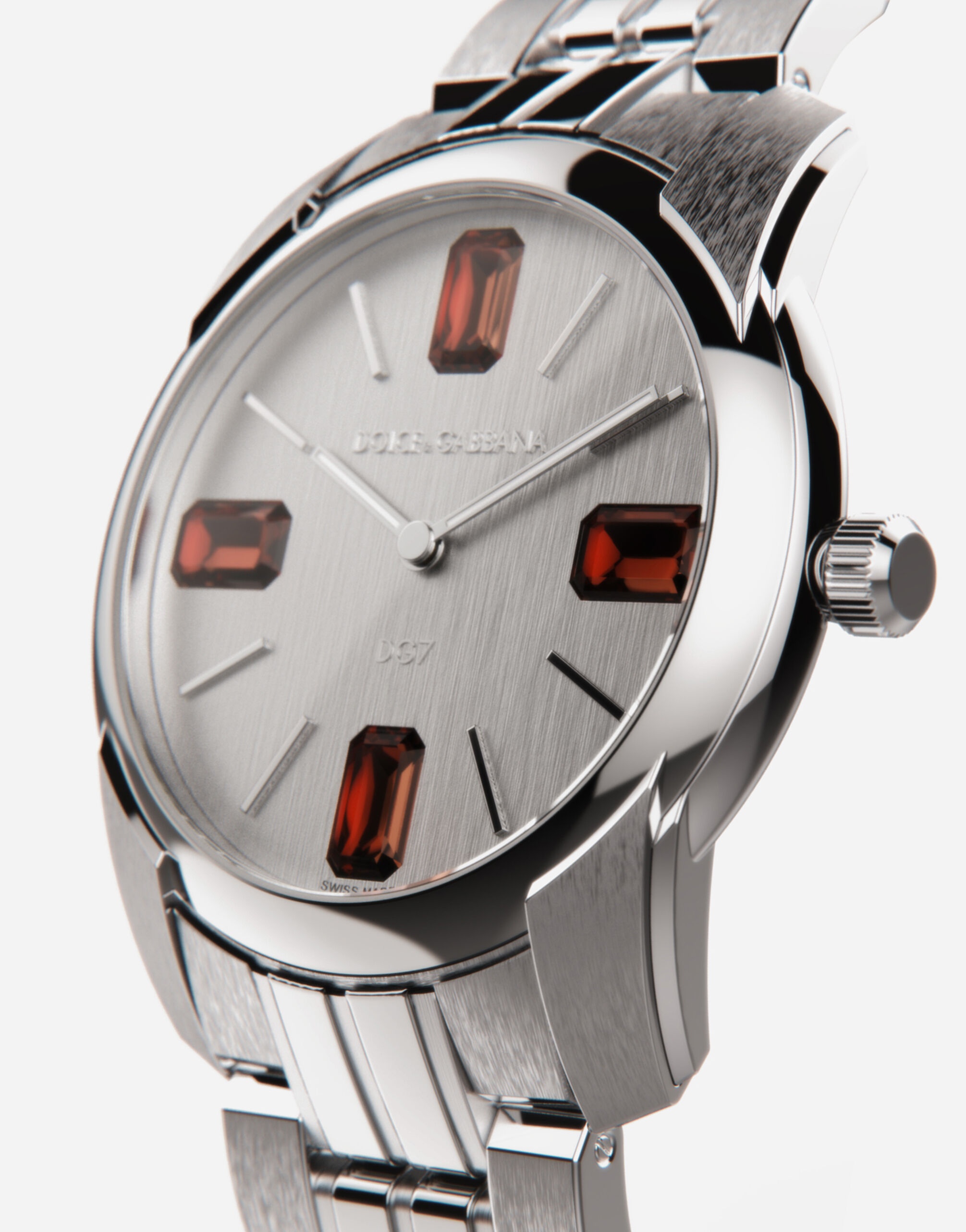 Steel and rhodolite watch - 4