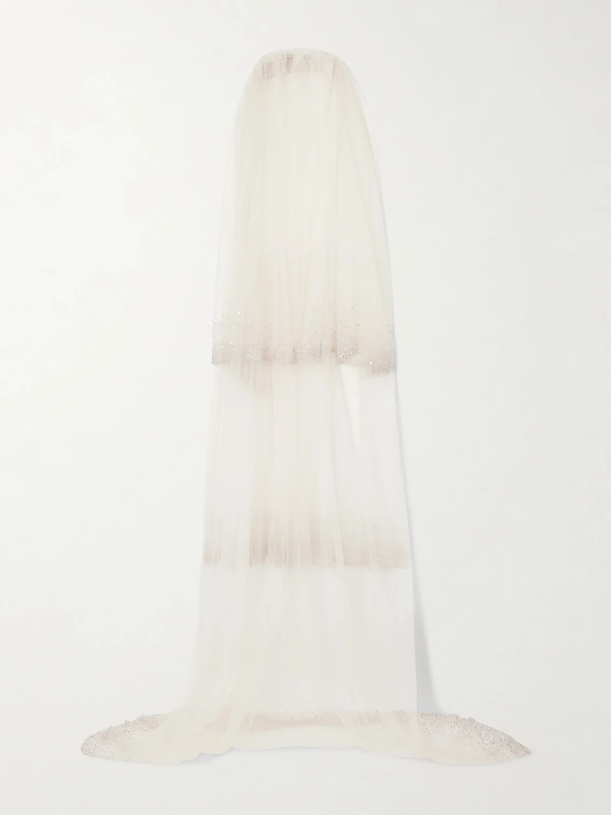 Tiered Embellished Tulle Veil - 1