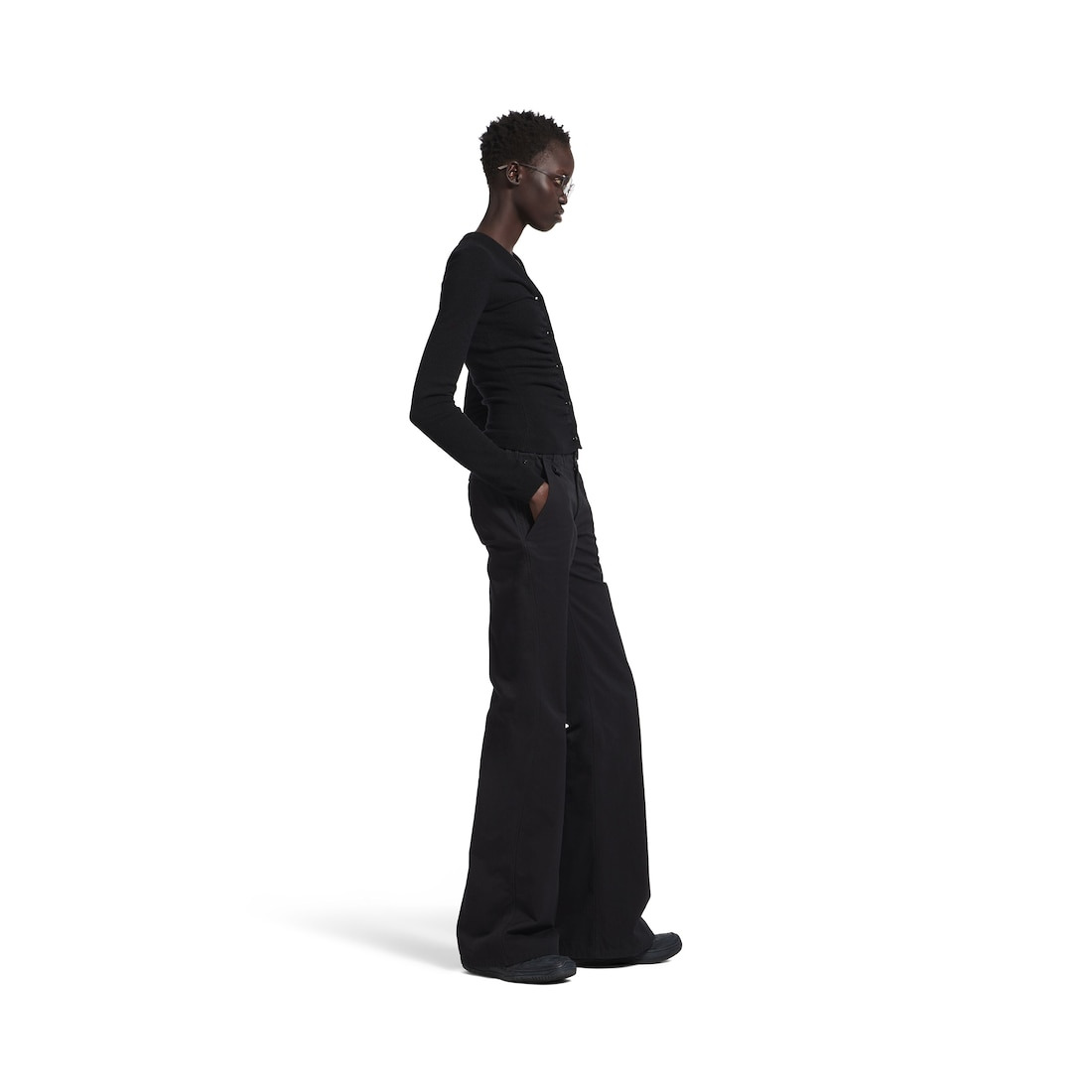 Women's Ruching Cardigan in Black - 3