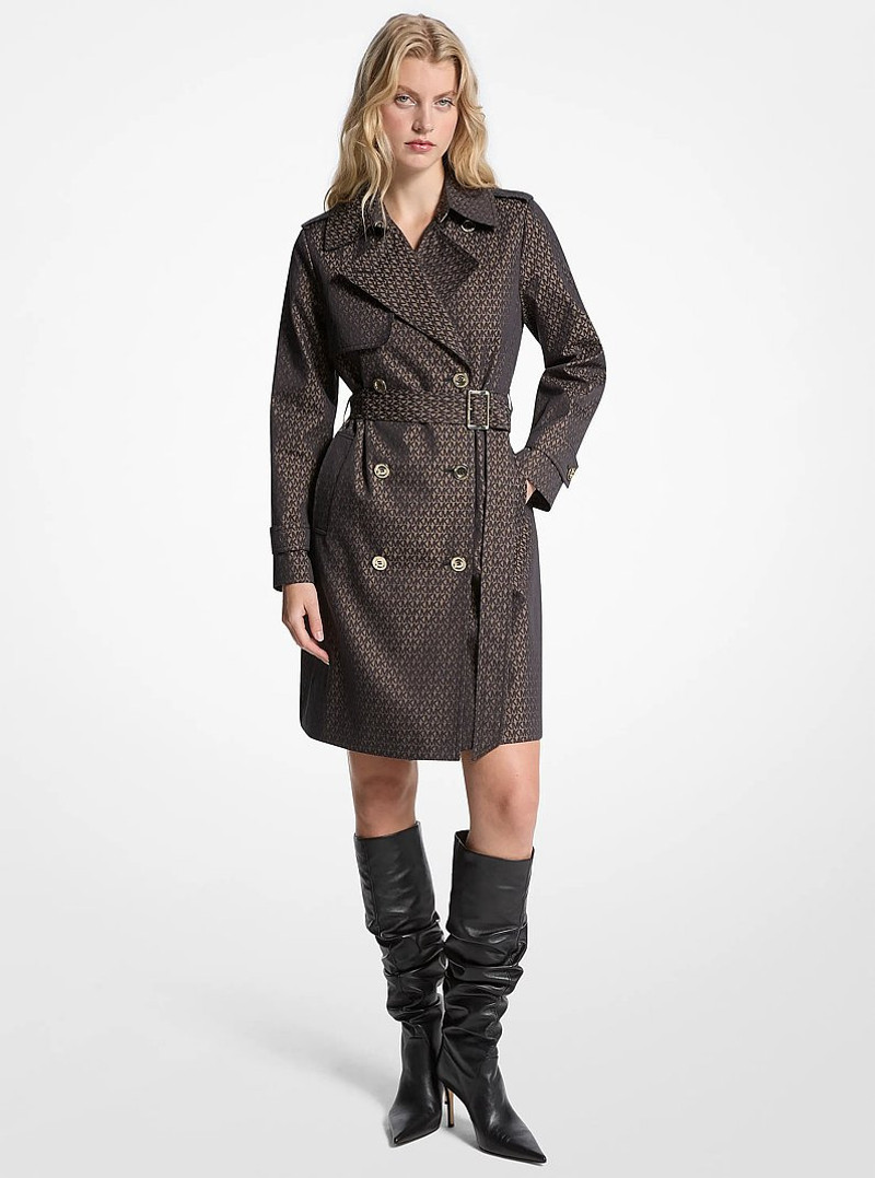Signature Logo Cotton Blend Belted Trench Coat 1