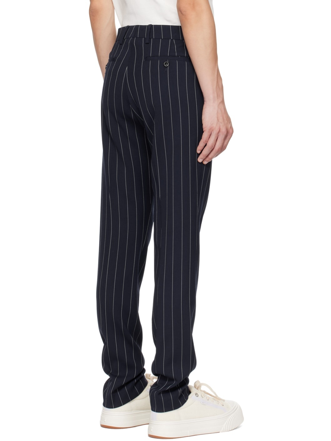 Navy Cigarette Fit Trousers - 3