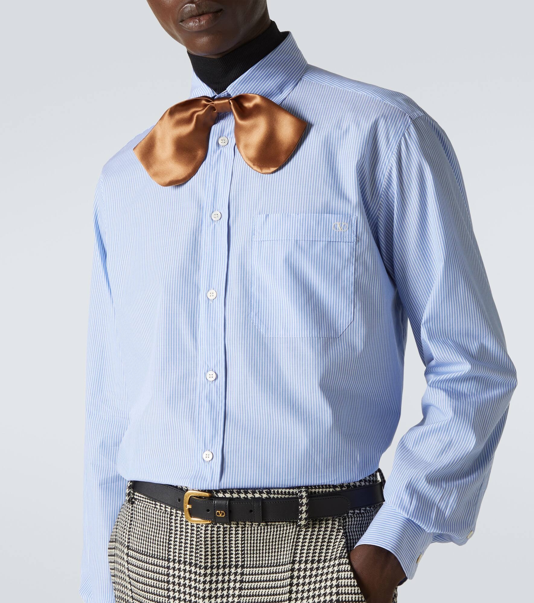 VLogo striped cotton shirt - 6