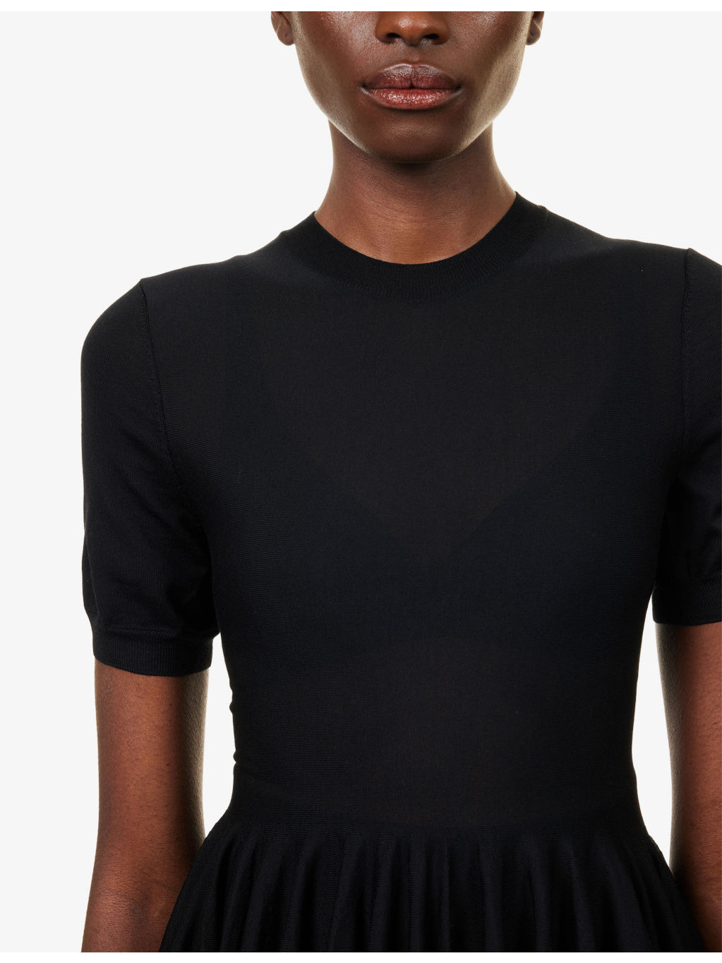 Short-Sleeve Peplum Wool Top - 5