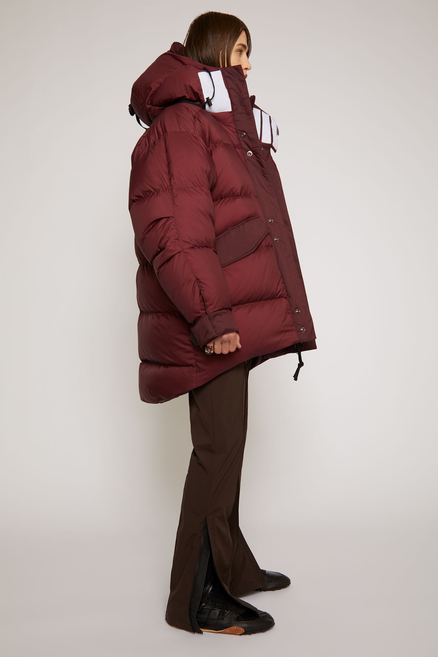 Hooded down coat burgundy - 3