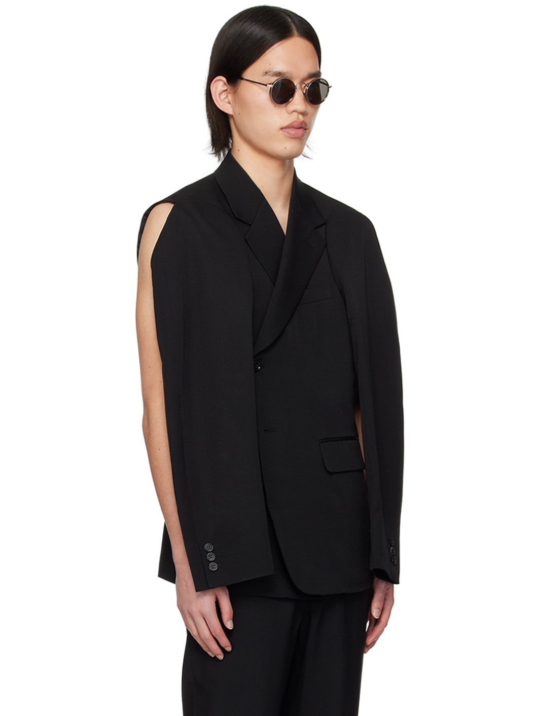 Black Cutout Blazer - 2