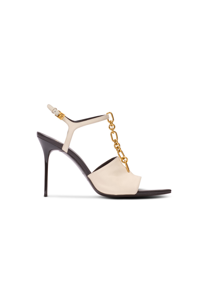 Sync leather sandals with heel 1