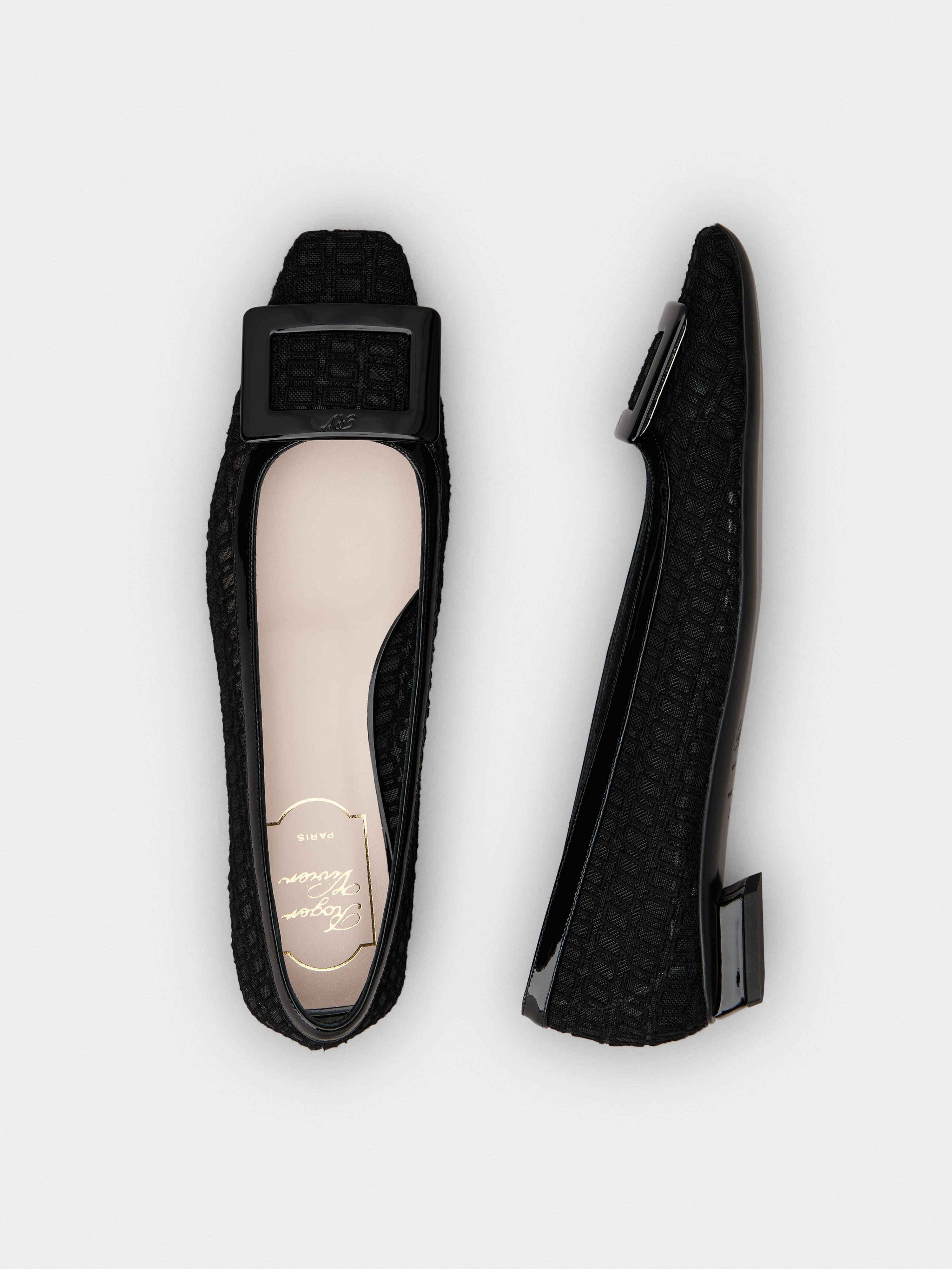 Belle Vivier Net Lacquered Buckle Pumps in Fabric - 4