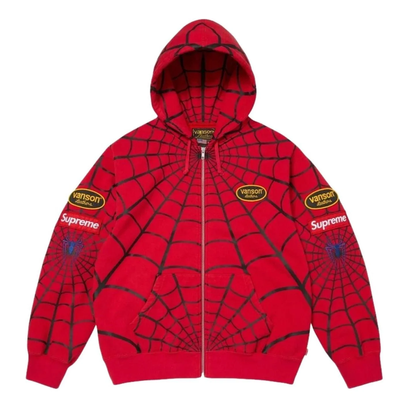 Supreme x Vanson Leathers SS26 Spider-Man Zip Up Hooded Sweatshirt 'Red' SUP-SS26-301-RED - 1