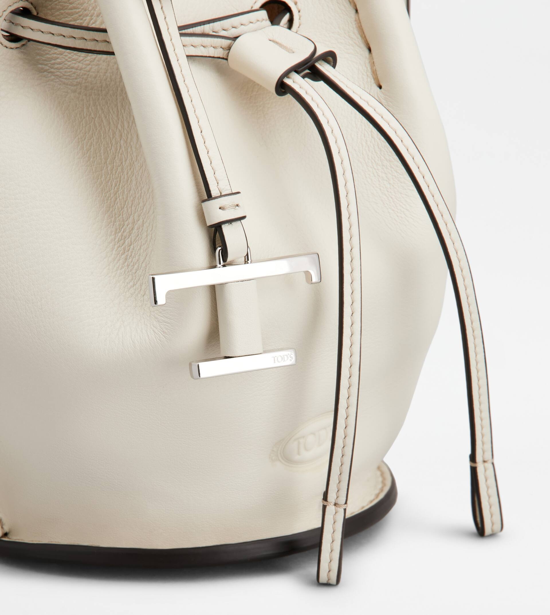 BUCKET BAG IN LEATHER MINI - WHITE - 5