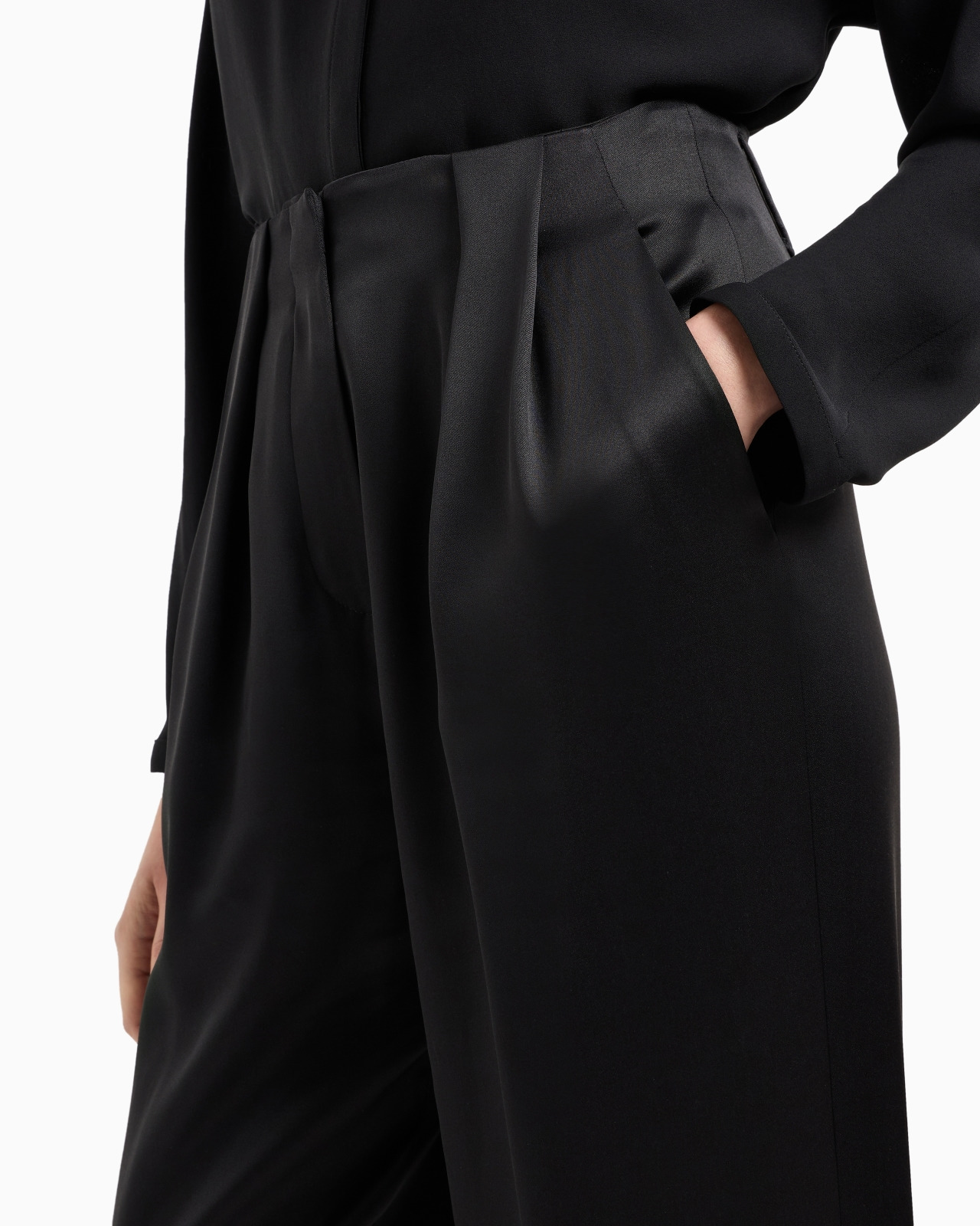 DOUBLE-SIDED SILK-SATIN TWO-PLEAT TROUSERS - 5