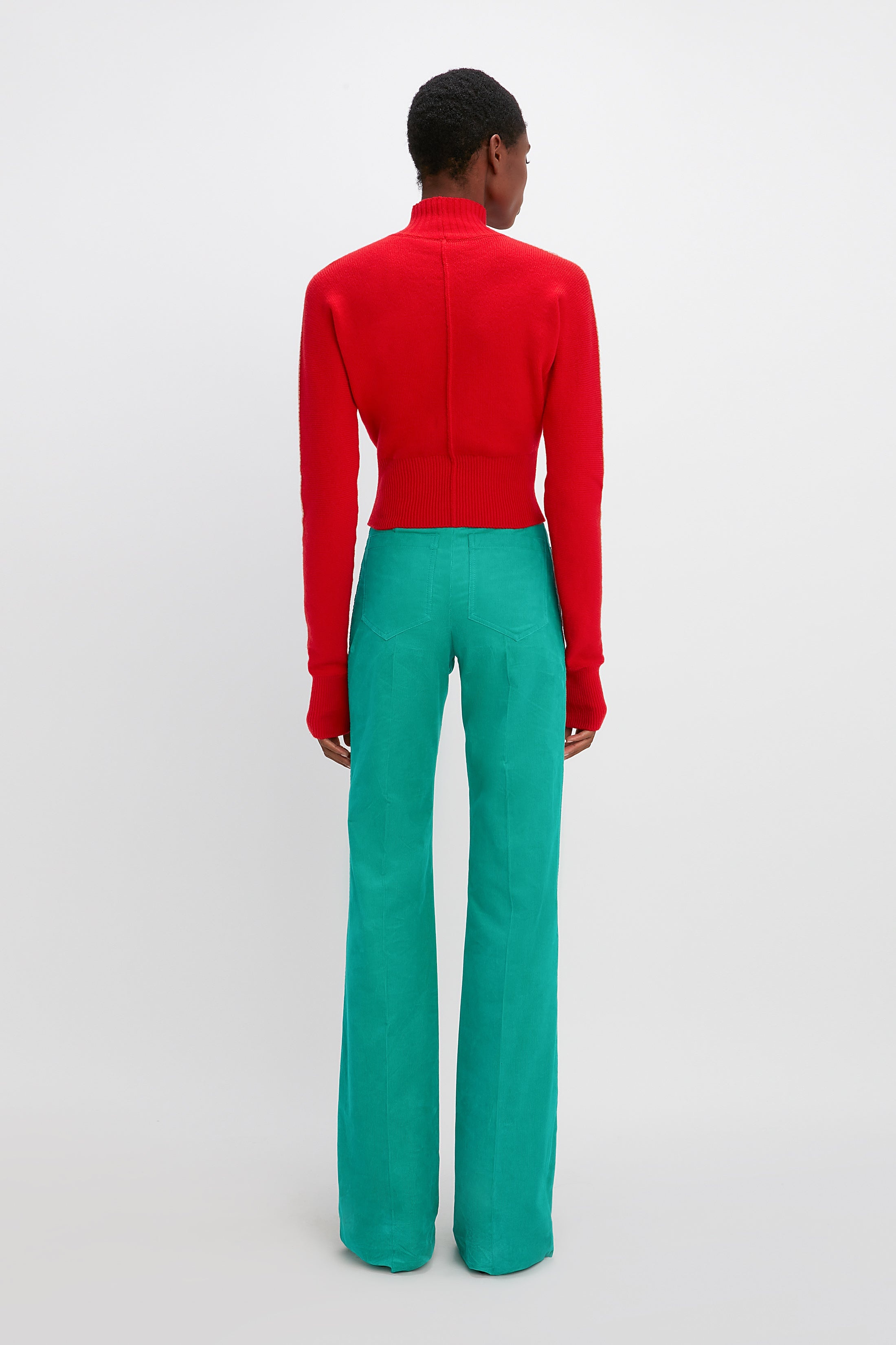 Polo Neck Cashmere Jumper in Red - 4