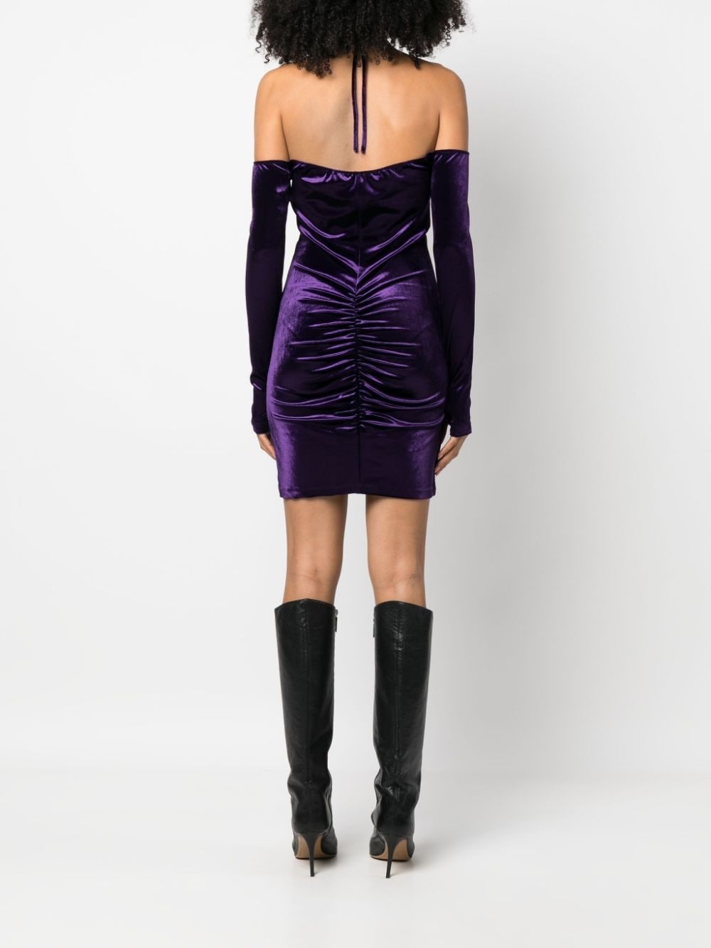 ruched velvet minidress - 4