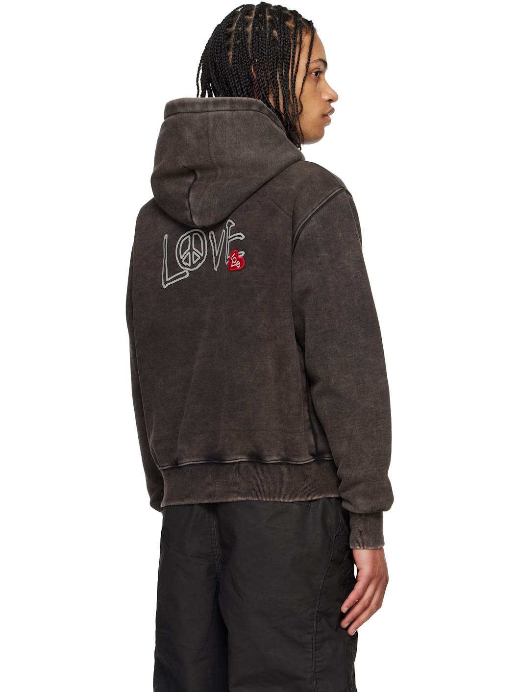 Black 'Love' Dyed Hoodie - 3