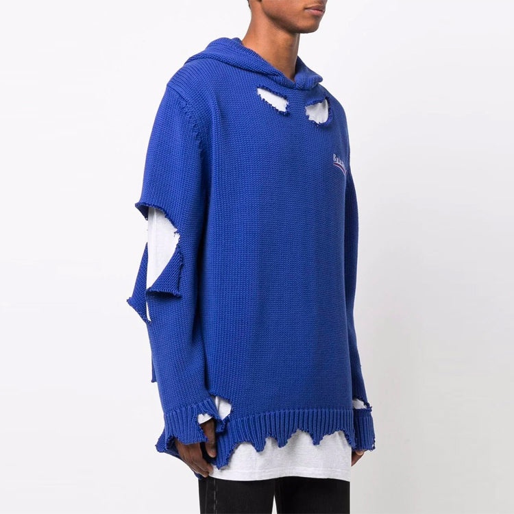 Balenciaga Political Campaign Destroyed Hoodie 'Blue' 662718T32124691 - 5