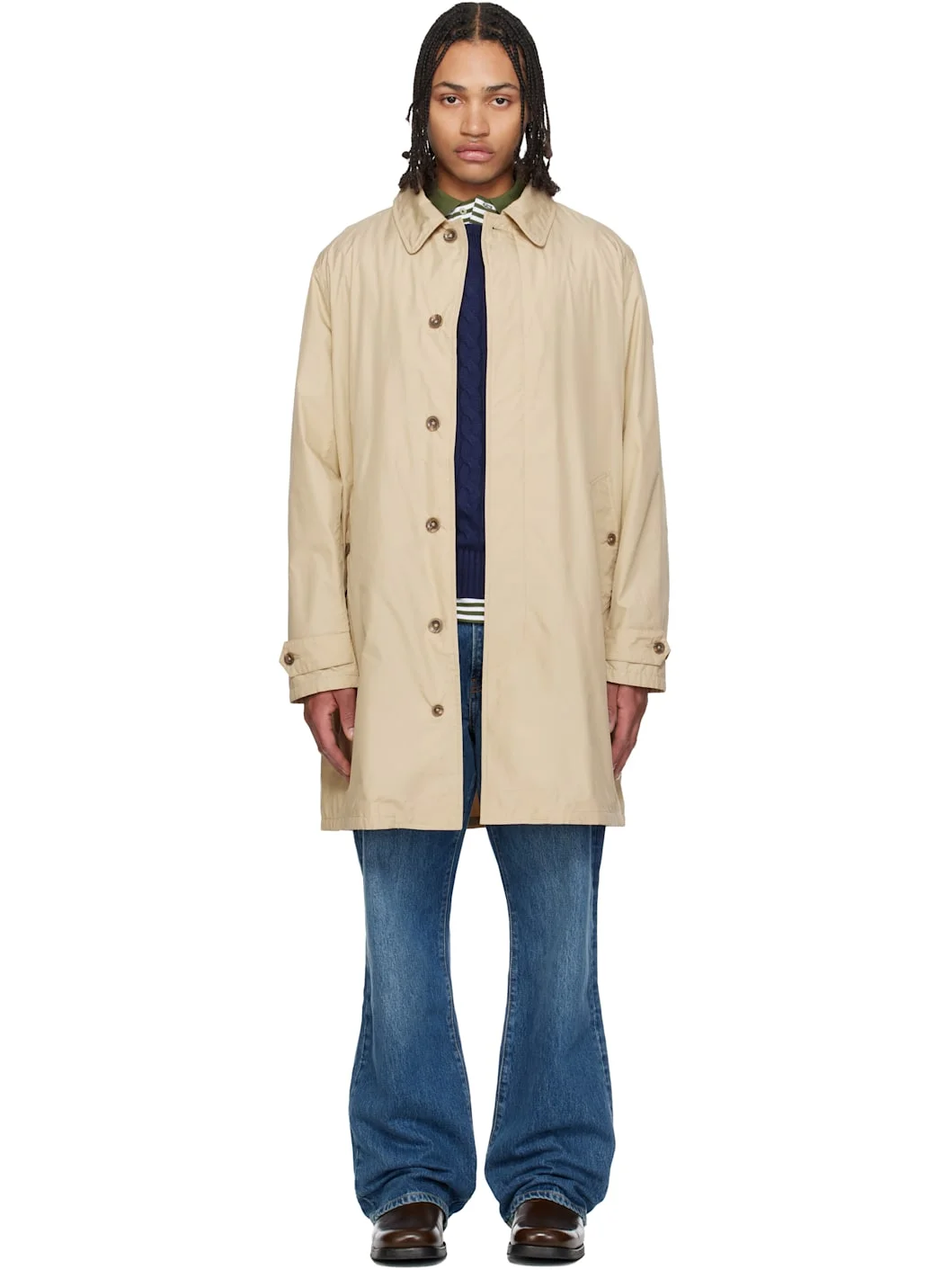 Beige Windbreaker Coat - 1