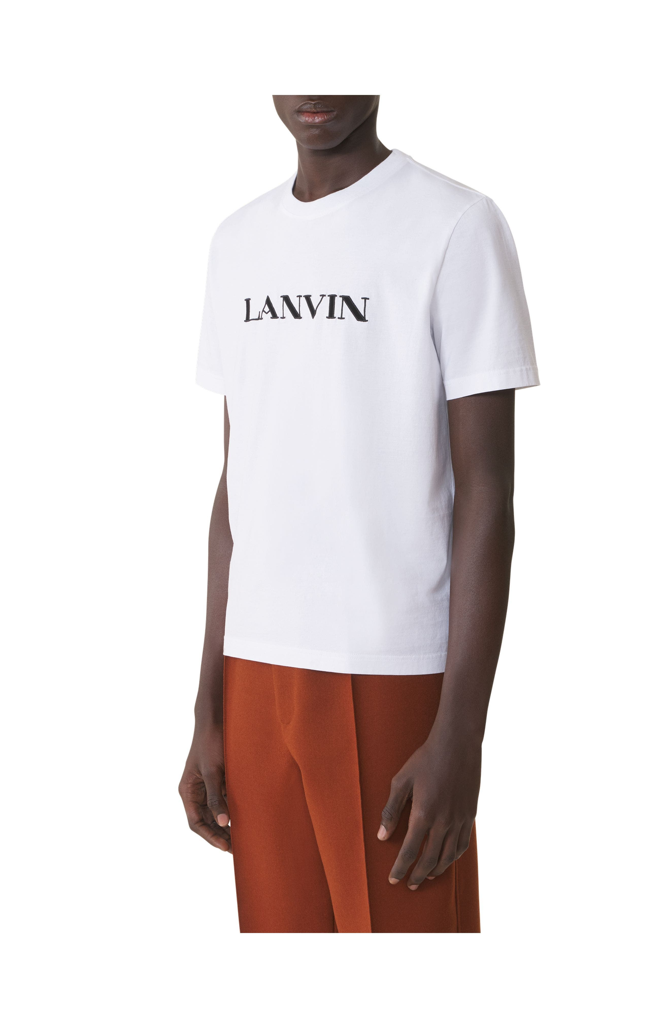 Lanvin Embroidered Cotton T-Shirt in Blanc Optique at Nordstrom - 3