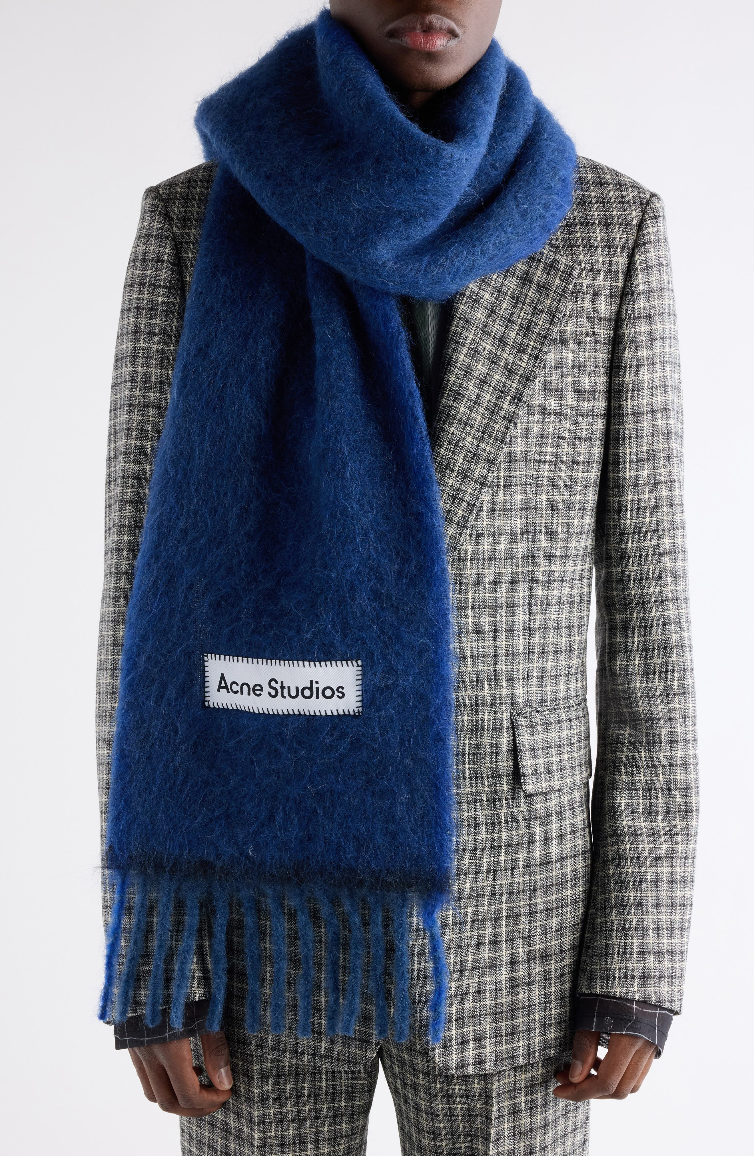 Acne Studios Valley Fringe Scarf in Dark Navy/Black at Nordstrom - 2