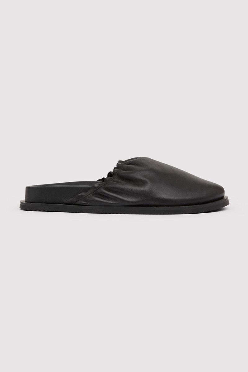 Soft Gathered Mules - Black 1