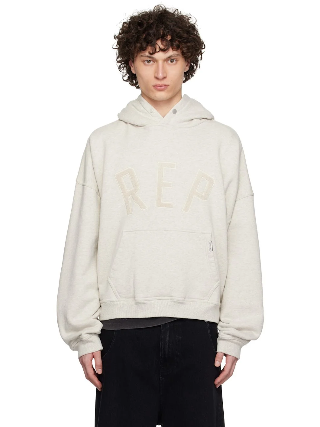 Gray 'Rep' Appliqué Hoodie - 1