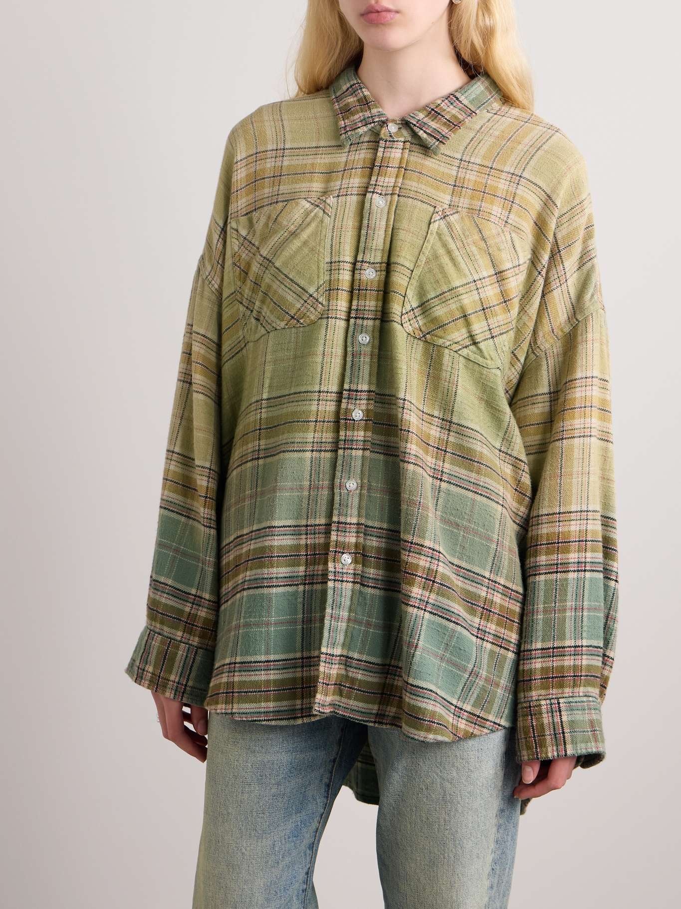 Oversized checked cotton-flannel shirt - 3