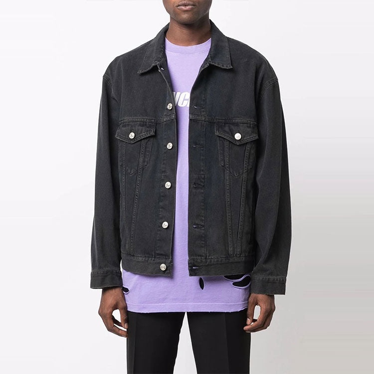 Balenciaga BB Sprayed Denim Jacket Large Fit 'Dark Grey White' 678354TIWA21440 - 3